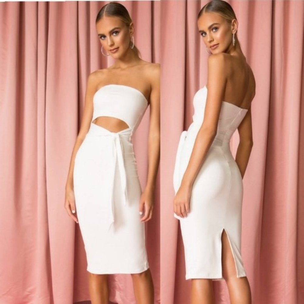 NWT superdown Sheyla Tube Midi Dress in White